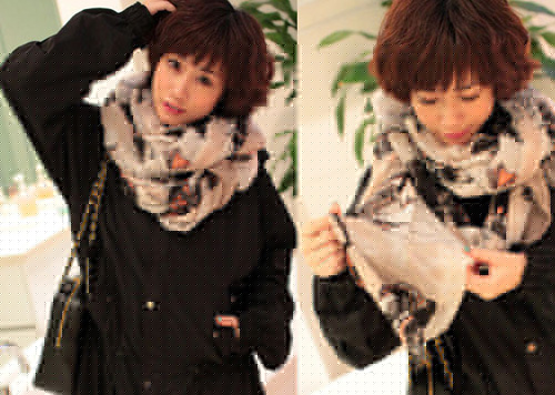  赞！甜美MM教你多样围巾百变系法 