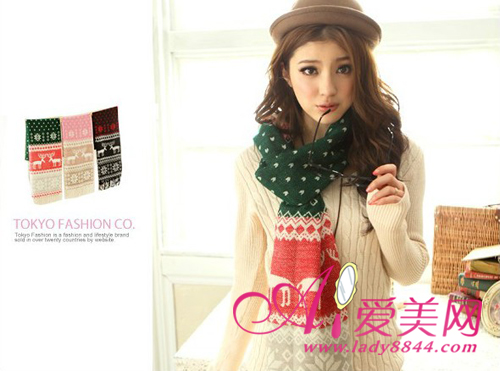  淡雅清新保暖围巾 日系森女心头好 