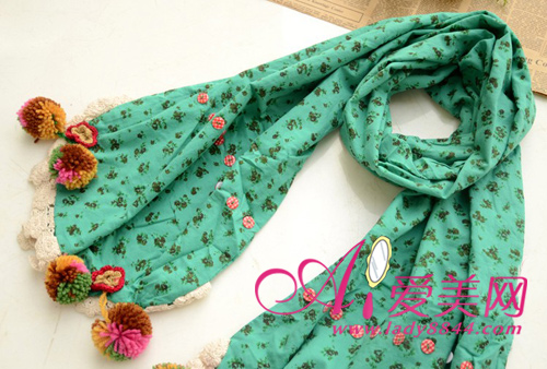  淡雅清新保暖围巾 日系森女心头好 