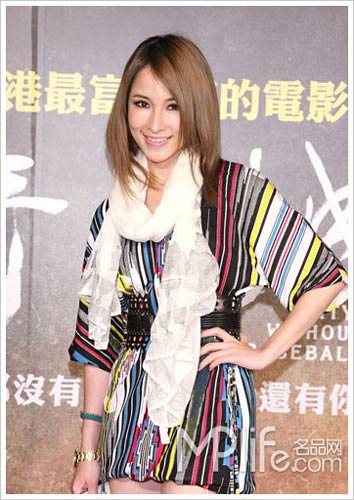 彩色条纹连衣裙
