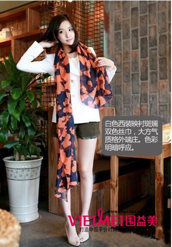 明媚初夏  雪纺丝巾飘逸style,最新服装图片-围益美商城