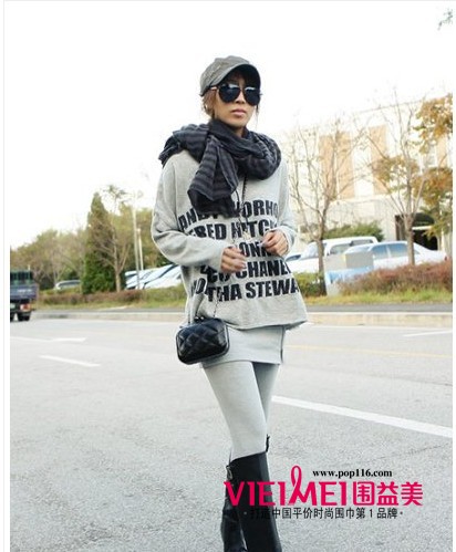 随心打造时尚 潮流韩妞演绎围巾,最新服装图片-围益美商城