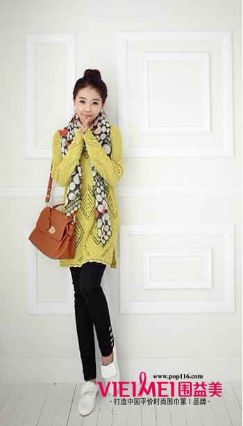 围益美超长针织围巾 绕出优雅气质风范,最新服装图片-围益美商城