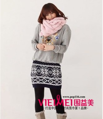 甜美围巾轻松打造亮丽女孩,最新服装图片-围益美商城