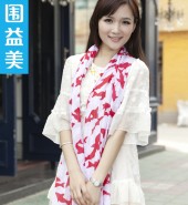 海豚长围巾-红-欧美白搭时尚长围巾简约而不单调哦
